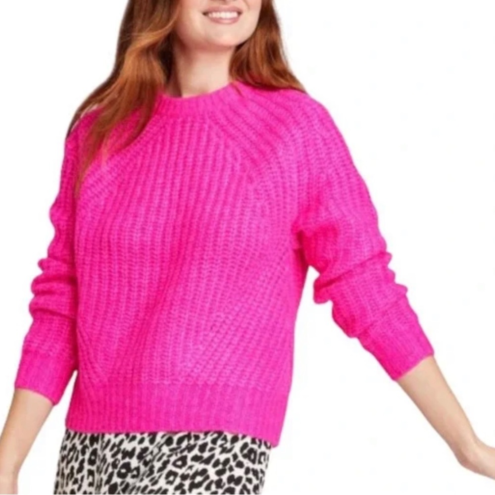 a new day crewneck hot pink knit sweater